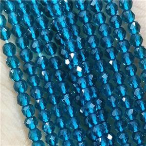PeacockBlue Crystal Glass Beads Faceted Round, approx 3mm dia