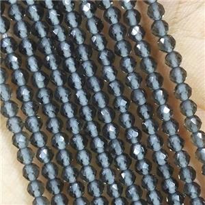 Gray Crystal Glass Beads Faceted Round, approx 3mm dia