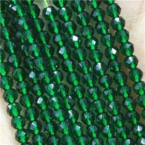 DeepGreen Crystal Glass Beads Faceted Round, approx 3mm dia