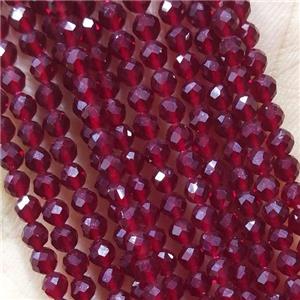 DeepRed Crystal Glass Beads Faceted Round, approx 3mm dia