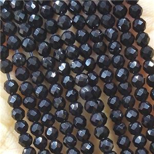 Black Crystal Glass Beads Faceted Round, approx 3mm dia