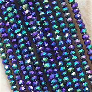 Rainbow Crystal Glass Beads Faceted Rondelle Electroplated, approx 2mm dia