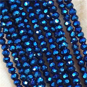 Blue Crystal Glass Beads Faceted Rondelle Electroplated, approx 2mm dia