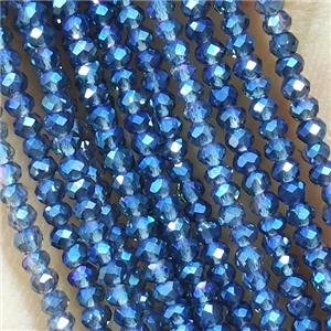 Blue Crystal Glass Beads Faceted Rondelle Electroplated, approx 2mm dia