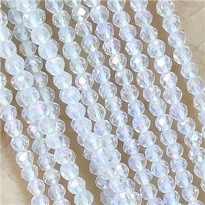 Clear Crystal Glass Beads Faceted Round Pony AB-Color Electroplated, approx 2mm dia