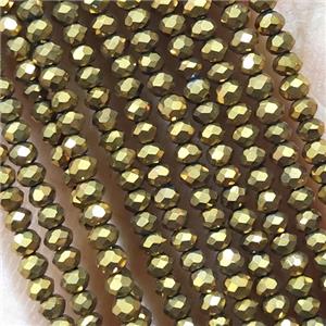 Gold Crystal Glass Beads Faceted Rondelle Electroplated, approx 2mm dia