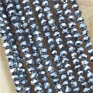 Silver Crystal Glass Beads Faceted Rondelle Electroplated, approx 2mm dia