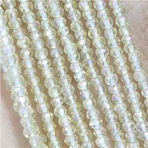 Lt.yellow Crystal Glass Beads Faceted Rondelle Electroplated, approx 2mm dia
