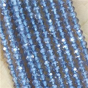 GrayBlue Crystal Glass Beads Faceted Rondelle Electroplated, approx 2mm dia