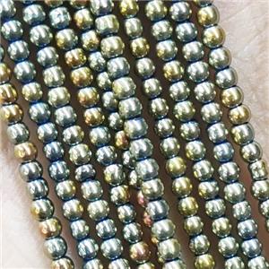 GreenGold Crystal Glass Beads Round Electroplated, approx 2mm dia