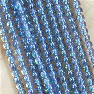 BlueGray Crystal Glass Seed Beads Smooth Round Electroplated, approx 2mm dia