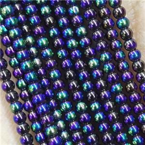 Rainbow Crystal Glass Beads Round Electroplated, approx 2mm dia