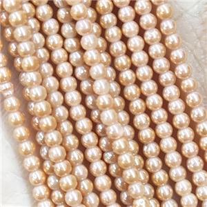 Peach Crystal Glass Beads Round Electroplated, approx 2mm dia