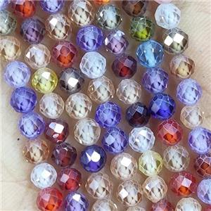 Mixed Color Cubic Zircon Beads Faceted Round, approx 4mm dia