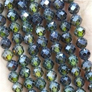 Green Cubic Zircon Beads Faceted Round, approx 4mm dia