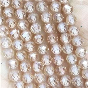 Lt.Champagne Cubic Zircon Beads Faceted Round, approx 4mm dia