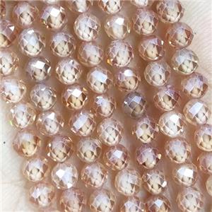 Champagne Cubic Zircon Beads Faceted Round, approx 4mm dia