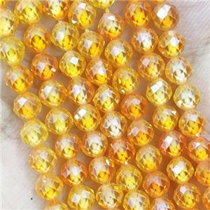 Golden Cubic Zircon Beads Faceted Round, approx 4mm dia