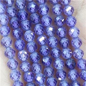 Purple Cubic Zircon Beads Faceted Round, approx 4mm dia