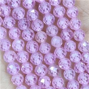 Pink Cubic Zircon Beads Faceted Round, approx 4mm dia