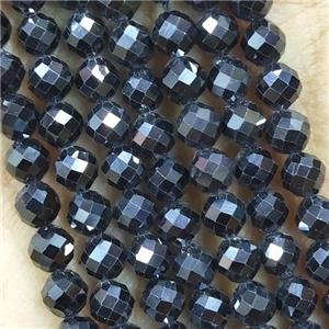 Black Cubic Zircon Beads Faceted Round, approx 4mm dia
