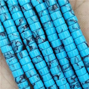Blue Turquoise Heishi Beads Dye, approx 2x4mm