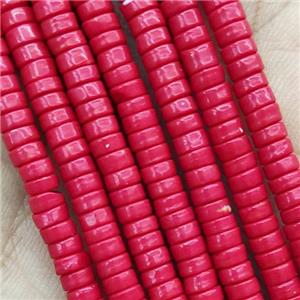 Red Turquoise Heishi Beads Dye, approx 2x4mm