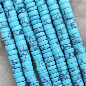 Turquoise Heishi Beads Dye Blue, approx 2x4mm