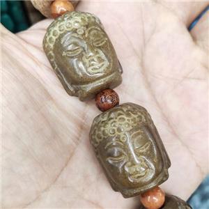 Agalmatolite Buddha Beads Carved, approx 22-28mm