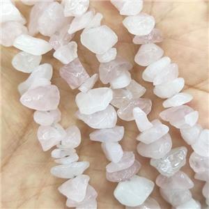 Pink Rose Quartz Beads Chips Freeform, approx 5-10mm, 32inch length