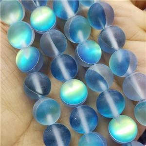 Blue Mermaid Glass Beads Matte Round, approx 12mm dia