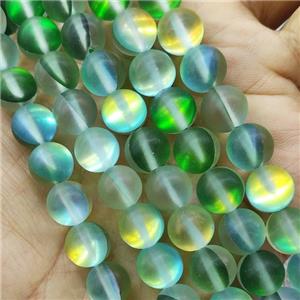 Green Mermaid Glass Beads Round Matte, approx 12mm dia