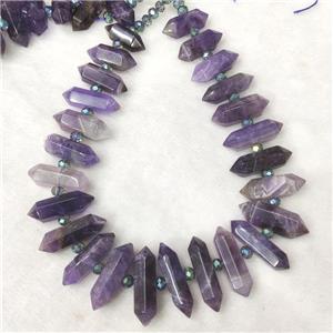 Purple Amethyst Prism Beads Graduated, approx 9-38mm
