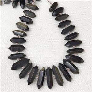 Natural Obsidian Prism Beads Graduated, approx 9-38mm