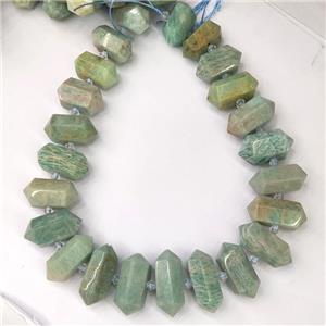 Green Amazonite Prism Beads Graduated, approx 14-28mm