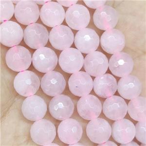 Pink Rose Quartz Beads Faceted Round, approx 6mm dia