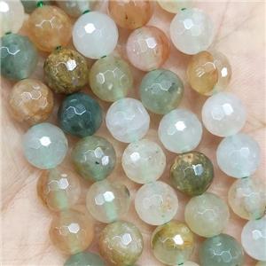 Green Agate Beads Faceted Round, approx 8mm dia