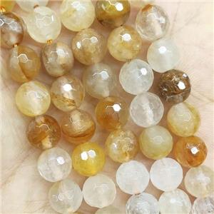 Yellow Iron Quartz Beads Faceted Round, approx 10mm dia
