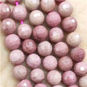 Pink Wood Lace Jasper Beads Faceted Round, approx 10mm dia