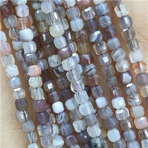 Botswan Agate Cube Seed Beads, approx 2.5mm