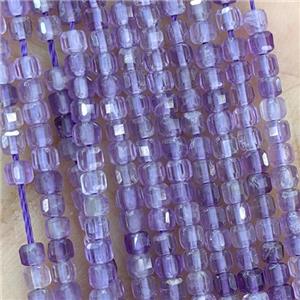 Purple Amethyst Cube Beads, approx 2mm