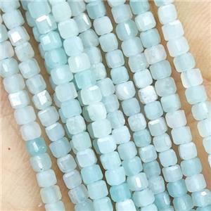 Blue Amazonite Beads Faceted Cube, approx 2.5mm