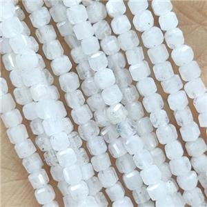 White Moonstone Beads Faceted Cube, approx 2.3mm