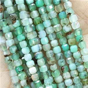 Green Australian Chrysoprase Beads Faceted Cube, approx 2.5mm