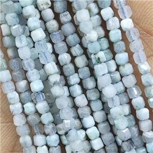 Blue Aquamarine Beads Faceted Cube, approx 2.5mm