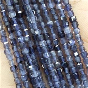 Natural Iolite Beads Faceted Cube, approx 2.5mm