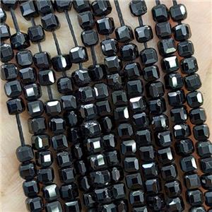 Natural Black Spinel Beads Faceted Cube, approx 2mm