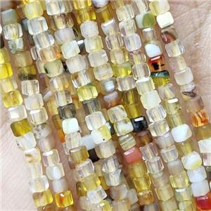 Natural Agate Cube Beads Yellow B-Grade, approx 2.3mm