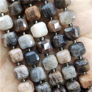 MoonStone Beads Multicolor Faceted Cube B-Grade, approx 7-8mm