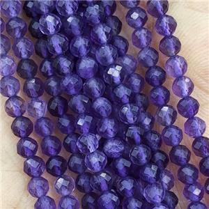 Purple Amethyst Mini Beads Faceted Round AA-Grade, approx 2mm